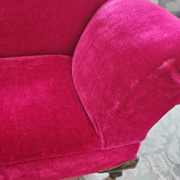Vintage Fuchsia Hot Pink Velvet Sofa Settee Jewelry Box Storage - Picture 11 of 14